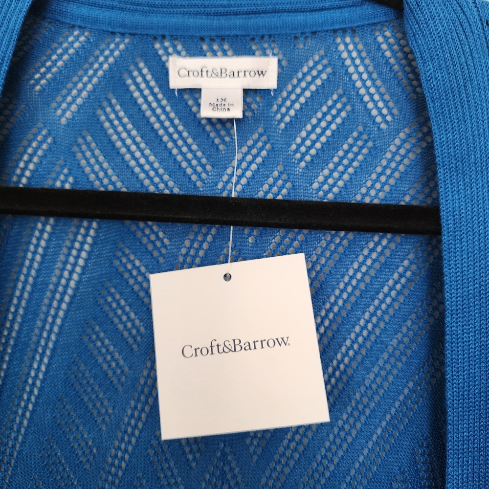 Croft & Barrow Womens 1X Knit Open Front Cardigan Snorkel Blue NWT Preppy Comfy - Picture 5 of 8